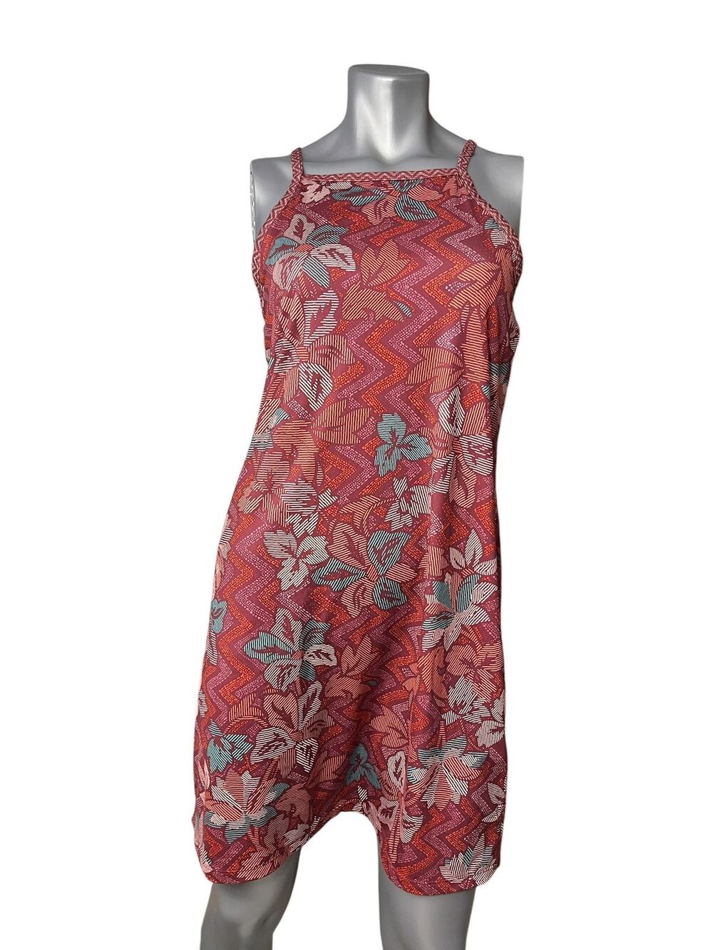 PRANA Ardor Dress Horchata Multicolor Floral Athletic Stretch Medium Sporty